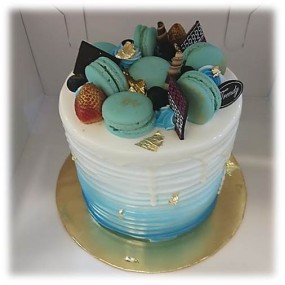 Blue Theme Tall Drip Cake